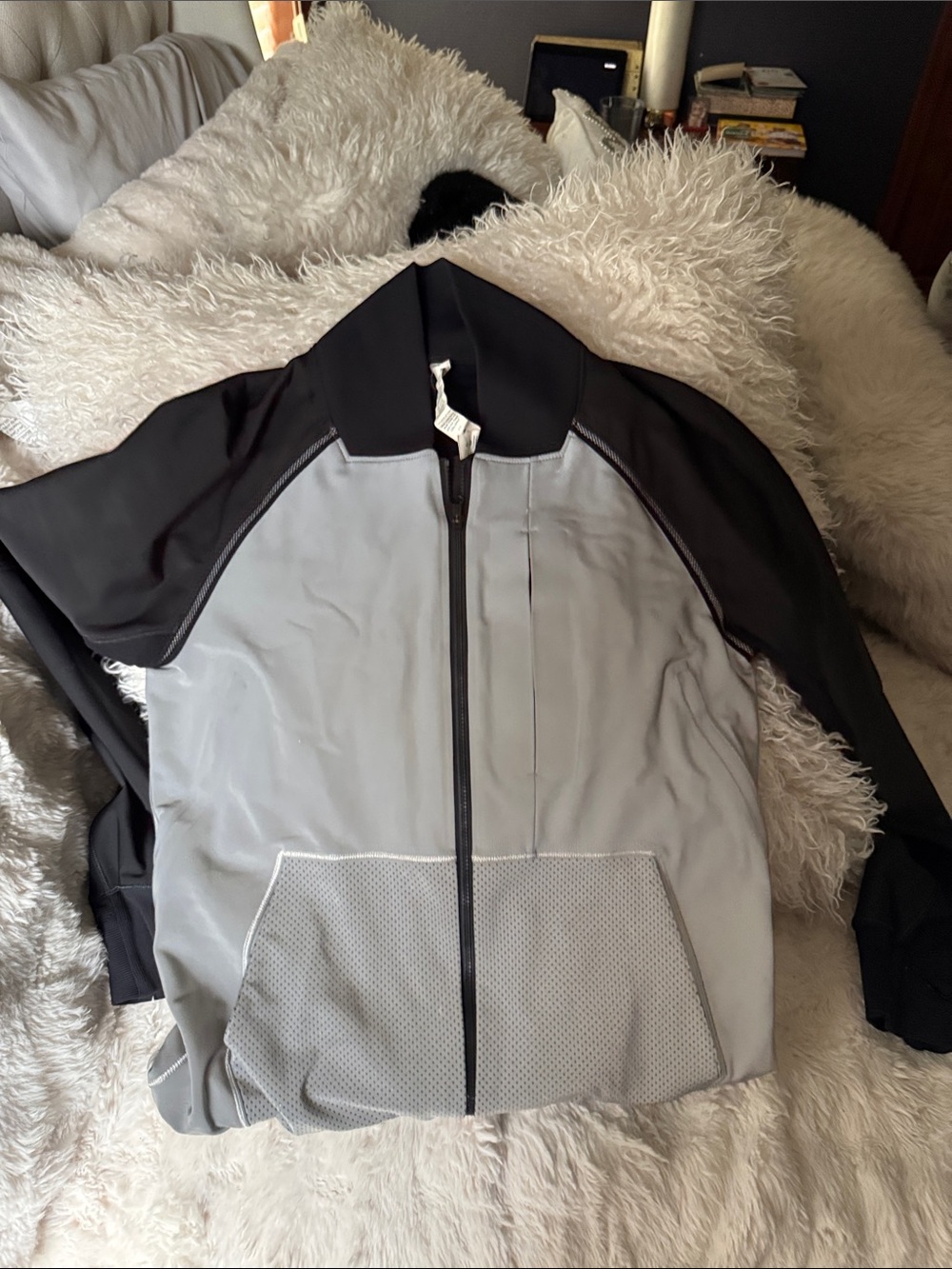 lululemon athletica Light Gray and Black Performance Zip Jacket